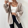 Womens Fall Sweater Lantern Long Sleeve Cardigan Loose Sweater Kint Drop Shoulder Sleeves Casual Shirt Top Apricot M - 2 of 4