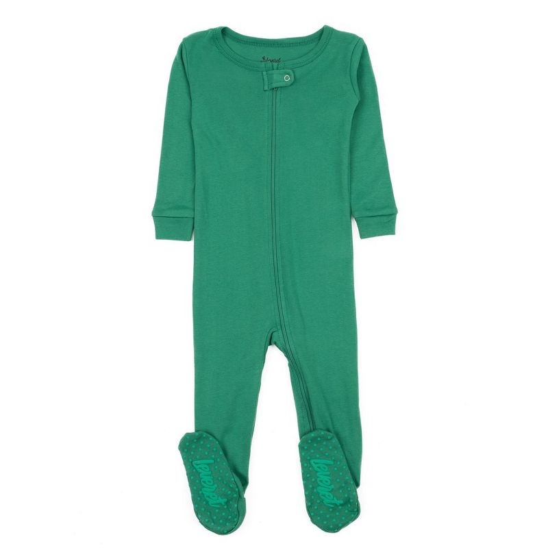 Leveret Toddler Footed Cotton Solid Classic Color Pajamas, 1 of 16