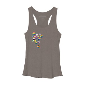 Adult Design By Humans Rainbow LBGTQIA+ Pride Badges By Roadhouse Racerback Tank Top - 1 of 2