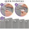 Grey microfiber shower curtain with waterproof lining, washable, 71x74 inches, bottom magnets. - 4 of 4