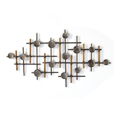 39.37" x 23.62" Metal and Wood Wall Sculpture Gunmetal - Stratton Home Décor
