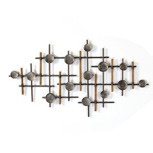 39.37" x 23.62" Metal and Wood Wall Sculpture Gunmetal - Stratton Home Décor: Contemporary Geometric Art - 1 of 4