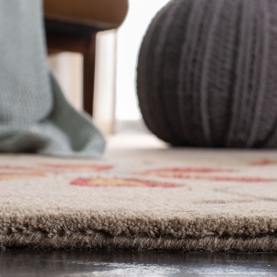 Beige Multicolor Floral Hand-Tufted Wool Runner Rug