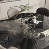 Versatile Dining Table with Marble-Pattern Stone Top & Steel Base - 3 of 4
