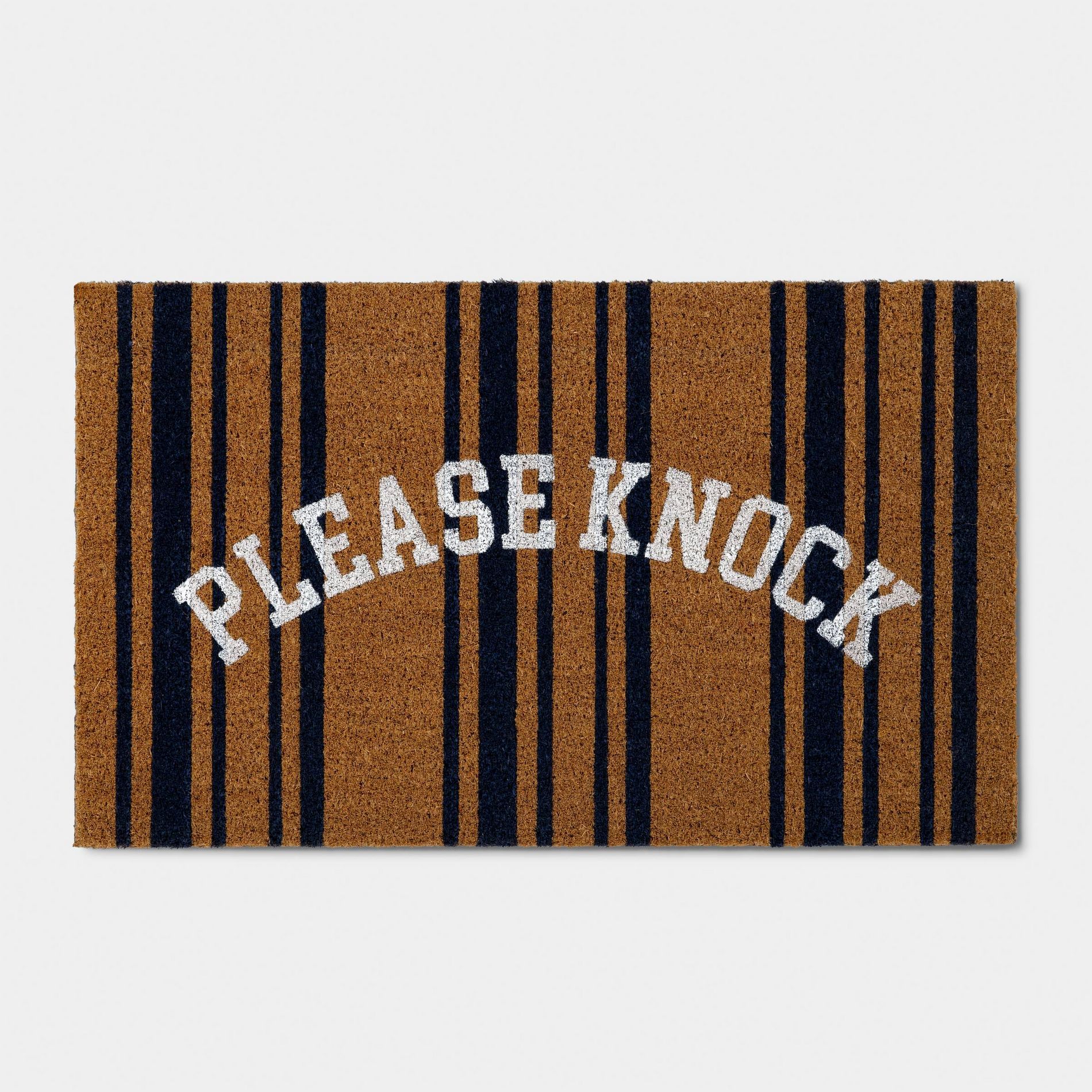 18"x30" 'Please Knock' Coir Dorm Doormat Blue - Threshold™