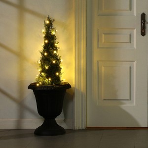DR.Planzen Artificial Cedar Tree Artificial Cedar Topiary Trees with a pretty light strip  perfect for Christmas Home Decor set of 1 pack. - 1 of 4