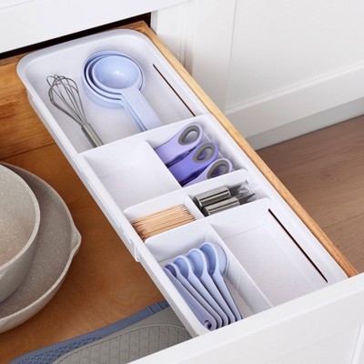 YouCopia DrawerFit Sliding Tray: White Kitchen Cabinet Organizer, Utensil Storage, ABS Material, 15"x7.1"x2" — фото 2