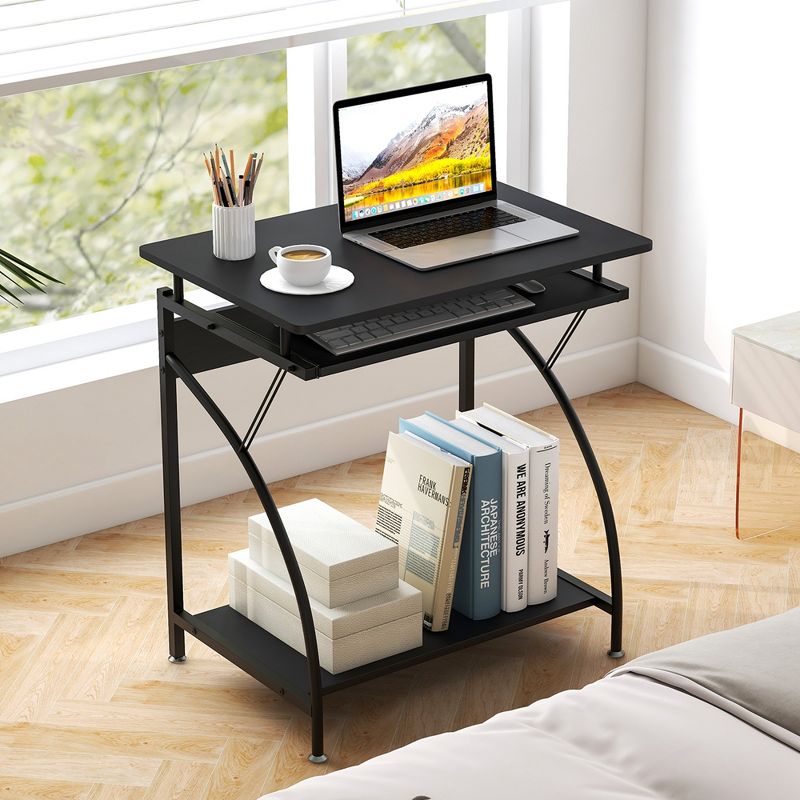 Costway  27.5" Laptop Table Computer Desk for Small Spaces with Pull-out Keyboard Tray, 5 of 11