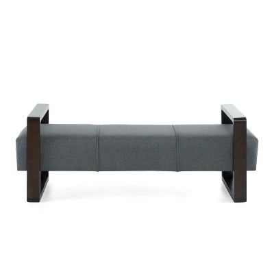 Christopher Knight Home Layla Modern Rubberwood Linen Upholstered Ottoman, Gray/Brown