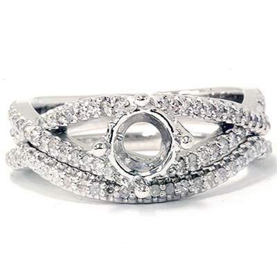 Pompeii3 5/8ct Diamond Engagement Wedding Ring Set 14K White Gold