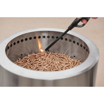 Flame Genie FG-16-SS Steel Alloy Wood Pellet 13.5 Inch Diameter Outdoor Fire Pit w/Clean Burning Gravitational Afterburner System, Stainless Steel