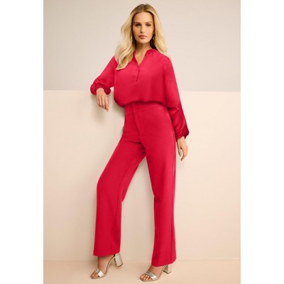 Roaman's Blouson Sleeve Popover Henley Blouse