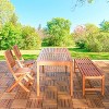 Logan 4-piece Wood Patio Dining Set with Bench and Folding Chairs Reddish Brown 59" Table - 2 of 4
