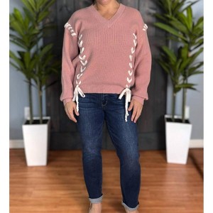Women's Laced With Love Sweater - White Birch - 1 of 2