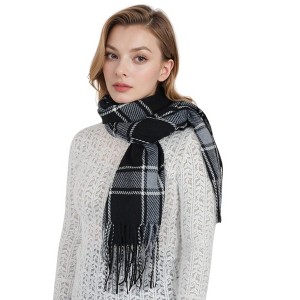 Anna-Kaci Classic Plaid Winter Scarf Cashmere Feel Checked Fringe Wrap Shawls for Women - 1 of 4