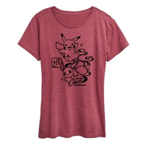 Women's - Pokémon - Wagara Pikachu and Eevee Short Sleeve Graphic T-Shirt - 1 of 4