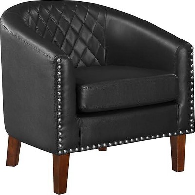 Black Leather Living Room Chair Club Chair with Cushion