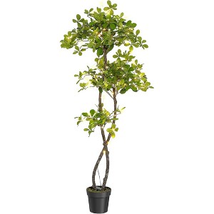 Artificial Black Olive Tree, Faux Olive Tree in Pot with 3 Tier and 50 Lights and Dimmer - 1 of 4