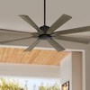 60" Possini Euro Design Defender Industrial Rustic Indoor Outdoor Ceiling Fan Remote Matte Black Weathered Oak Damp Rated Patio - 2 of 4