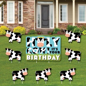 Big Dot of Happiness Holy Cow - It's Your Birthday - Yard Sign and Outdoor Lawn Decorations - Funny Birthday Prank Yard Signs - Set of 8 - 1 of 4