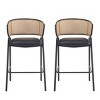 29.5" Modern Faux Leather Counter Stool Set of 2 with Rattan Backrest, Indoor Kitchen Seating for Kitchen Island or Home Bar-The Pop Home - 3 of 4