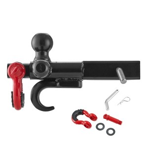 VEVOR Trailer Hitch, Tri-Ball Mount with Hook & D-ring, Trailer Ball Size 1-7/8", 2" & 2-5/16", Fit 2-Inch Hitch Receiver, Max 44000 lbs, Black - 1 of 4