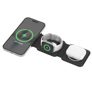 Just Wireless 3-in-1 Portable Magnetic Wireless Charger - Black - 1 of 4