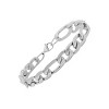 Steeltime Men's stainless steel accented thick figaro chain link bracelet. Color Options: Silver Gold - 2 of 4