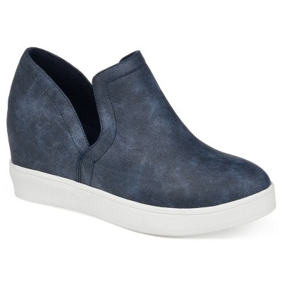 Journee Collection Womens Cardi Round Toe Slip On Wedge Sneakers