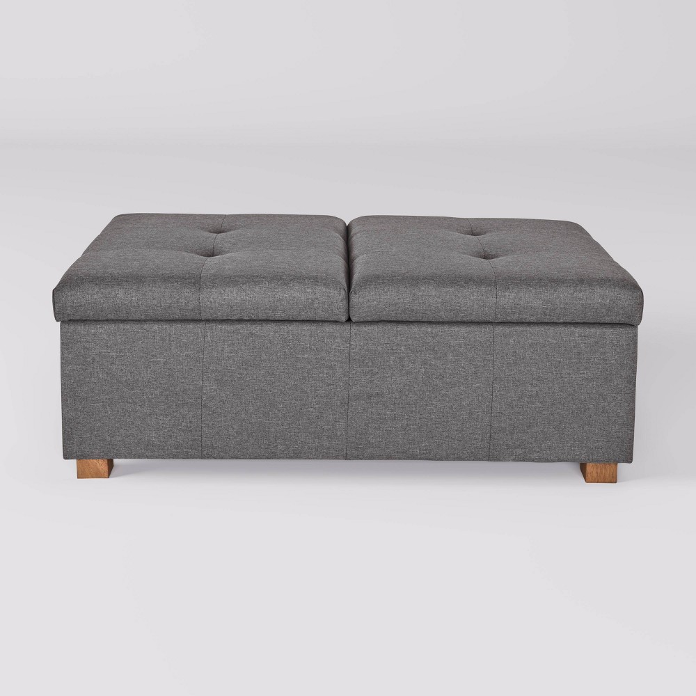 Photos - Pouffe / Bench CorLiving Yves Double Opening Oversized Storage Ottoman Silver Brown  