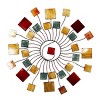 Metal Sunburst Wall Decor with Square Panel Accent Brown - Olivia & May: Iron Artwork, Reflective Shell-Like Resin - 3 of 4