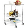 GustoWave 3 Tiers Wire Rolling Kitchen Utility Cart with Brake Wheels, Basket for Bar, Office - 2 of 4