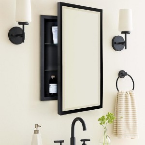 TEHOME Rectangular Metal Framed Recessed Bathroom Medicine Cabinet with Mirror - 1 of 4