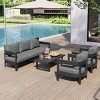 4-Piece Outdoor Patio Seating Set, Round Armrest Conversation Chair with Coffee Table, Chairs with Iron Frame and Foam Cushions-Cuddlewood - 2 of 4