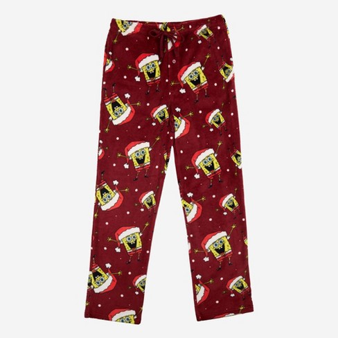 Men s Spongebob Squarepants Fleece Pajama Pants Maroon L Target