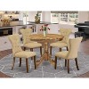HomeStock 5-Piece Round Natural Oak Finish Solid Wood Top Dining table with 4 Chairs - 2 of 4