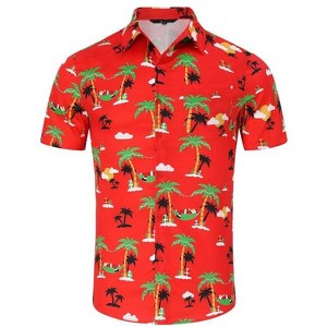 WhizMax Men's Christmas Hawaiian Shirts Printed Button Down Ugly X-Mas Christmas Vacation Short Sleeve Shirts - 1 of 4