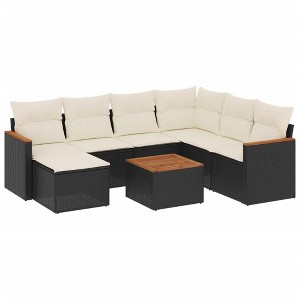 vidaXL Garden Sofa Set Black, Cream White - 1 of 4