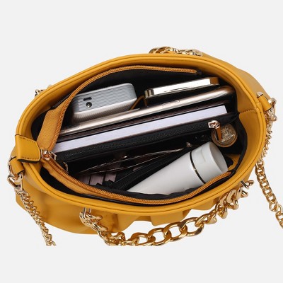 MKF Collection Shoulder Bag Ruched Chain Minimalist, Marvila | MKF Collection by Mia K - Cognac — фото 4