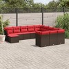 vidaXL 12 Piece Patio Sofa Set with Cushions Brown and Red - Without Table - 2 of 4