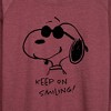 Women's - Peanuts - Cool Joe Keep On Smiling Lightweight French Terry Wide Neck Long Sleeve Shirt - 2 of 4