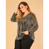 Agnes Orinda Women's Plus Size Glitter Sparkle V Neck Metallic Party Sequin Blouses - 4 of 4