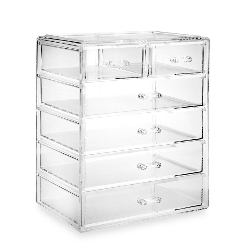 Casafield Makeup Storage Organizer, Clear Acrylic Cosmetic & Jewelry Organizer with 4 Large and 2 Small Drawers, 4 of 7