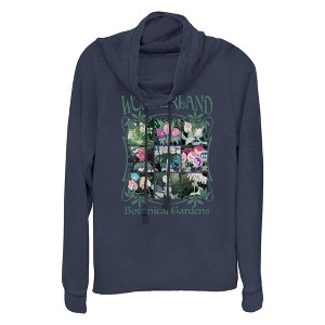 Junior's Alice in Wonderland Wonderland Botanical Gardens Cowl Neck Sweatshirt - 1 of 4