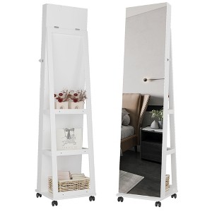 Fredees 360° Rotating LED Jewelry Armoire with Lock, Full Length Mirror, Large Floor Standing Organizer with Shelves - 1 of 4