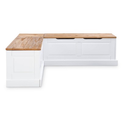Natural Pine and White Backless Corner Nook Set