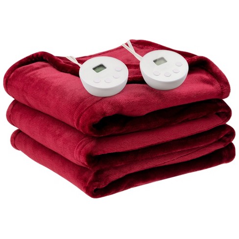 Tangkula 84x90 Heated Blanket Queen Size Electric Heated Throw Blanket W/  Timer Red : Target