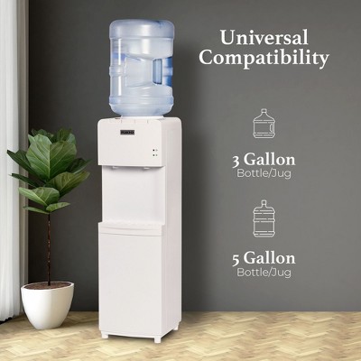 White Freestanding Hot and Cold Water Dispenser with Child Safety Lock