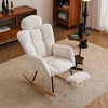 Lyngins Nursery Rocking Chair with Wood Rocking Legs,37.4 Inch Height Rocking Glider Chair,Teddy Accent Chair for Bedroom,Living Room,White - 2 of 4