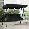 SEVOBAL Patio Swings 3-Seat Outdoor Swing Chair with Adjustable Canopy and Removable Cushion for Patio Garden Backyard, Black, 55.5"*20.9"*4.9" - 2 of 4